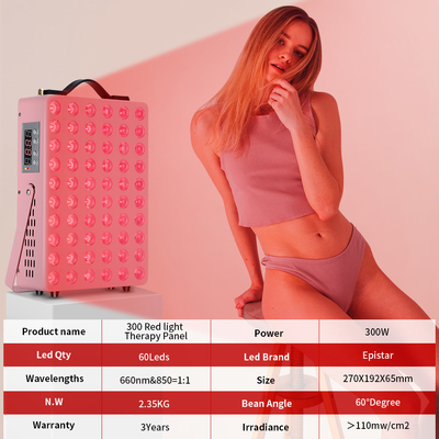 주문 통증 완화 / 피부 손상 치료를 위한 300W 660nm 850nm 적색 LED 점멸등 패널 온라인 제품